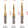 New Titanium Plated Hex Shank HSS Screw Thread Metric Tap Drill Bits Screw Machine Compound M3 M4 M5 M6 M8 M10 Hand Tools