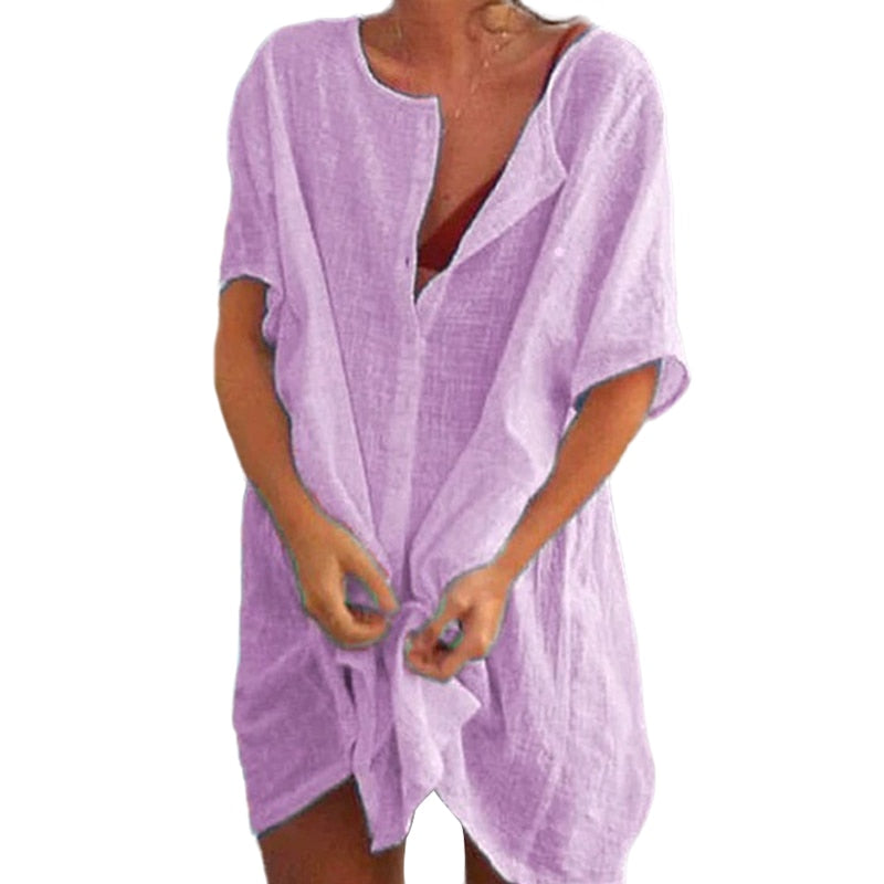 Hot 2021 Cotton Tunics for Beach Women Swimsuit Cover-ups Woman Swimwear Beach Cover up Beachwear Mini Dress Sai de Praia Drop