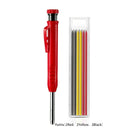 Solid Carpenter Pencil with Refill Leads and Built-in Sharpener for Deep Hole Mechanical Pencil Marker Marking Woodworking Tools