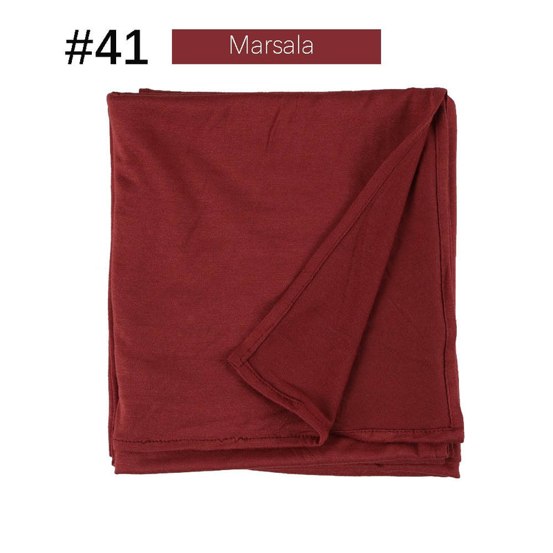 Muslim Women Stretchy Jersey Hijab Plain Cotton Jersey Hijabs  Islamic Soft Turban Head Wraps Headscarf 170X60cm