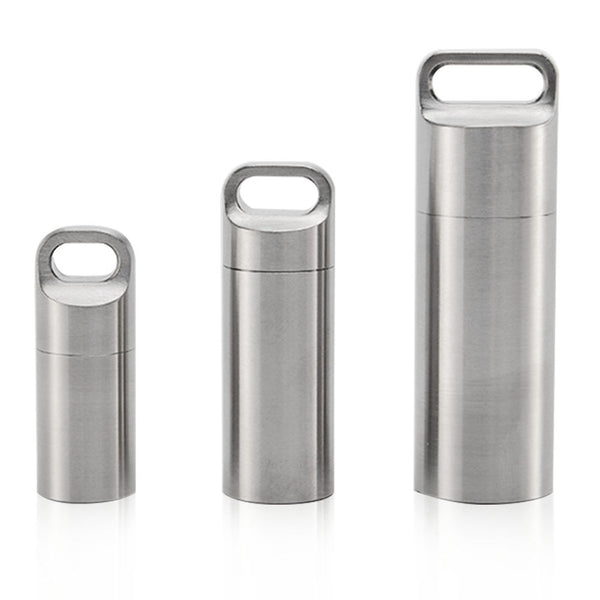 Mini Stainless Steel Sealed Capsule Waterproof Pill Box Camping Firstaid Pendant Travel Outdoor Portable Pill Case Organizer