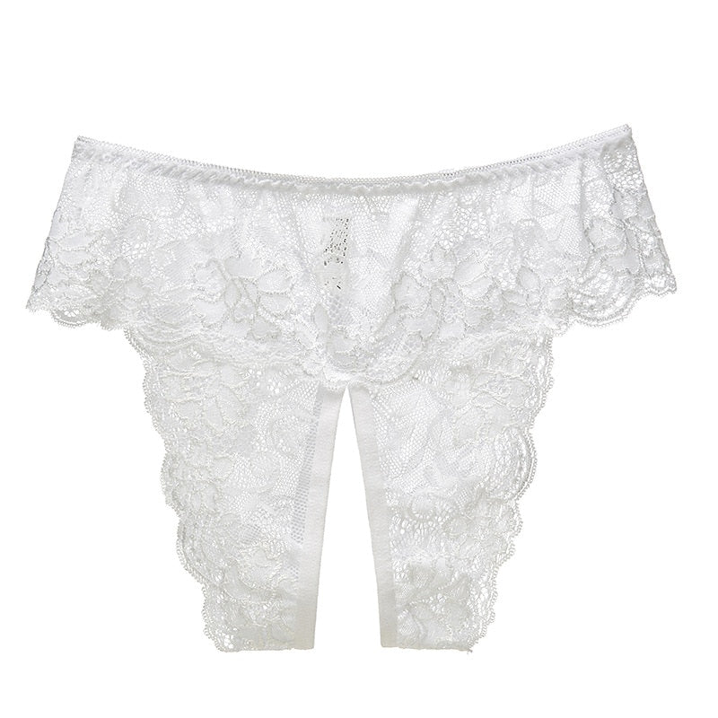 XL - 4XL Plus Size Open Crotch Panties For Sex Lace Transparent Underwear Women Sexy Lingerie Stretching Thongs Femme Christmas