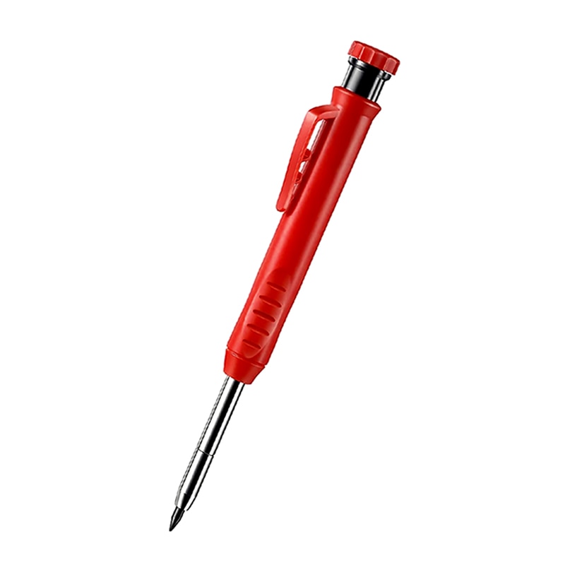 Solid Carpenter Pencil with Refill Leads and Built-in Sharpener for Deep Hole Mechanical Pencil Marker Marking Woodworking Tools