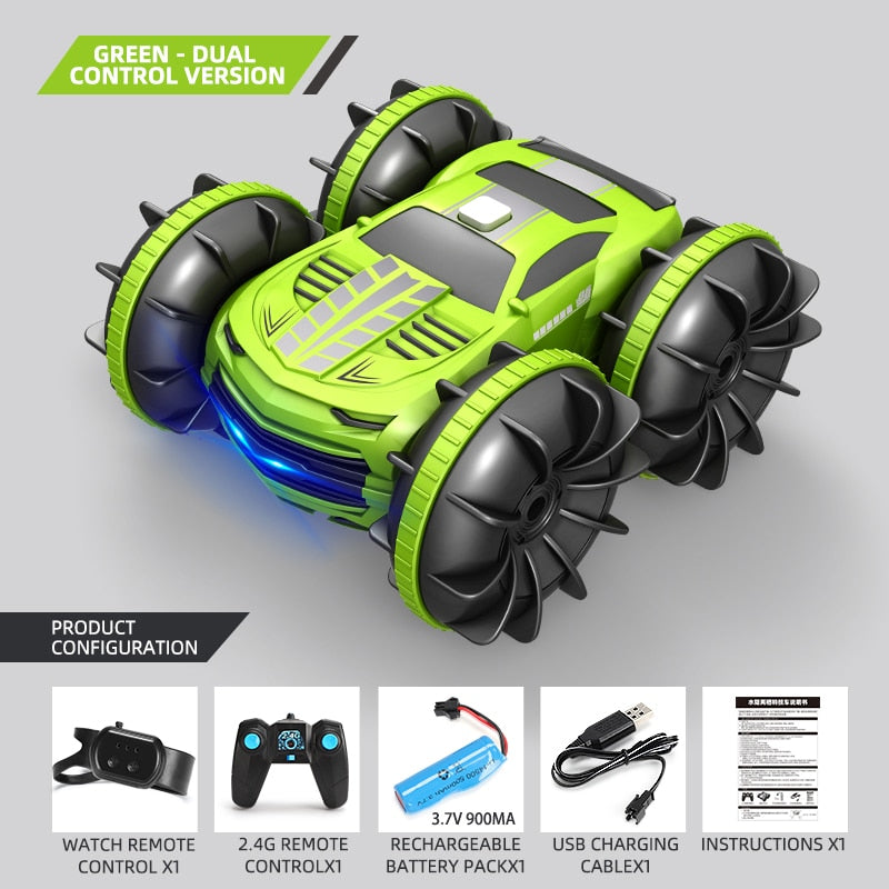 2in1 RC Car 2.4GHz Remote Control Boat Waterproof Radio Controlled Stunt Car 4WD Vehicle All Terrain Beach Pool Toys for Boys