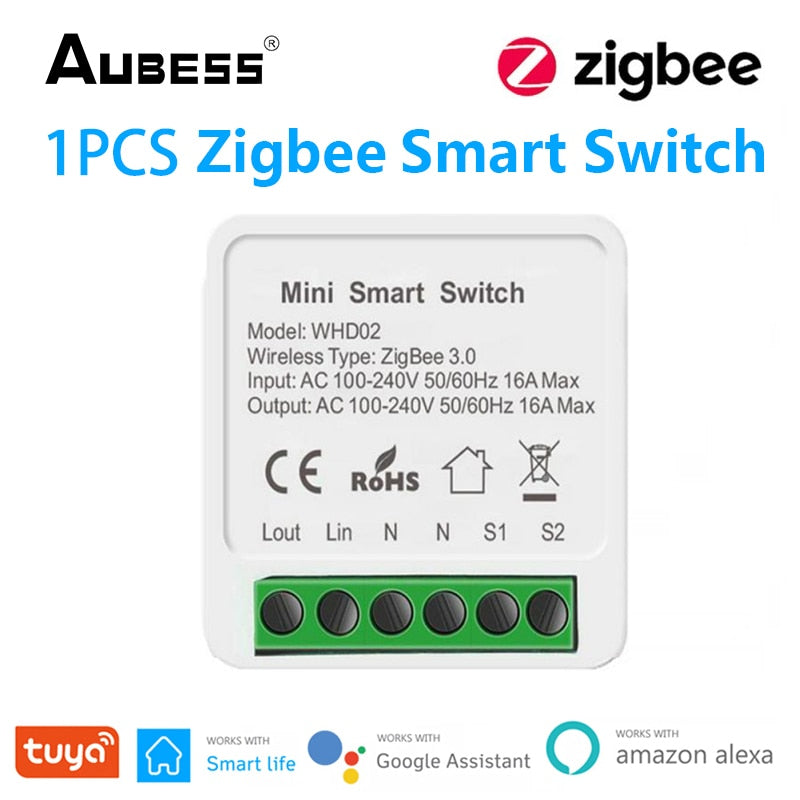 Tuya Zigbee / Wifi MINI Smart Switch 2 Way Control 16A Switch Tuya Smart Home Automation Sensor Works With Alexa Google Home