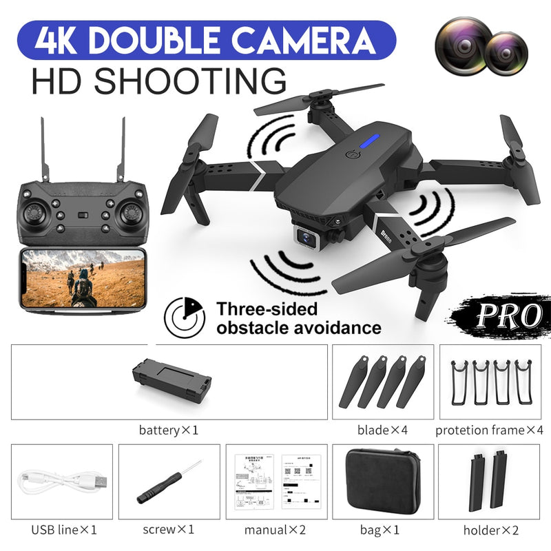 2022 New LSRC Quadcopter E88-525 Pro WIFI FPV Drone With Wide Angle HD 4K Camera Height Hold Avoidance RC Foldable Dron Gift Toy