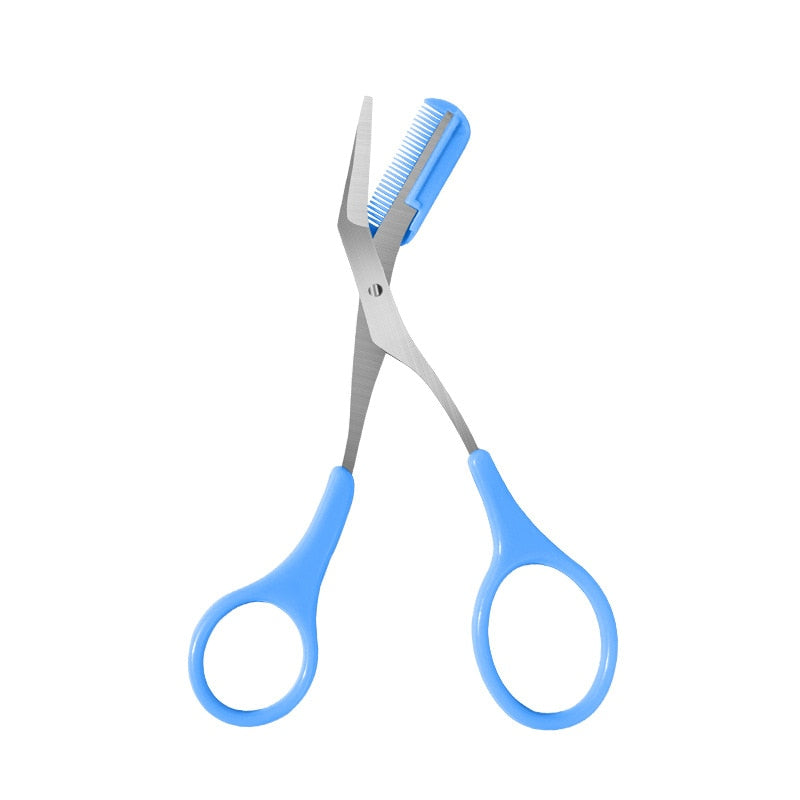 Eyebrow Trimmer Scissors Comb Stainless Steel Brow Hair Scissors Clips Shaping Razor Grooming Trimmer 1Pcs Makeup Accessories