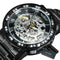 WINNER Transparent Skeleton Watch for Men Mechanical Wristwatches Diamond Watches Mens Luxury Stainless Steel Strap Unisex Clock