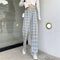 Plaid Thin pants women summer 2022 new high-waisted loose-fitting straight trousers dropshipping tug pants casual pants