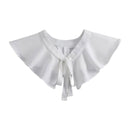 Royal Style Cotton Fake Collar Shawl Wrap Hollow Out Floral Lace Ruffled Trim Necklace Pointed Triangle Lapel Blouse
