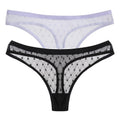 2PCS/Set Lace Sexy G-String Thongs Transparent Women&#39;s panties Low-Waist Female Underpants Mesh Perspective Briefs Lingerie M-XL