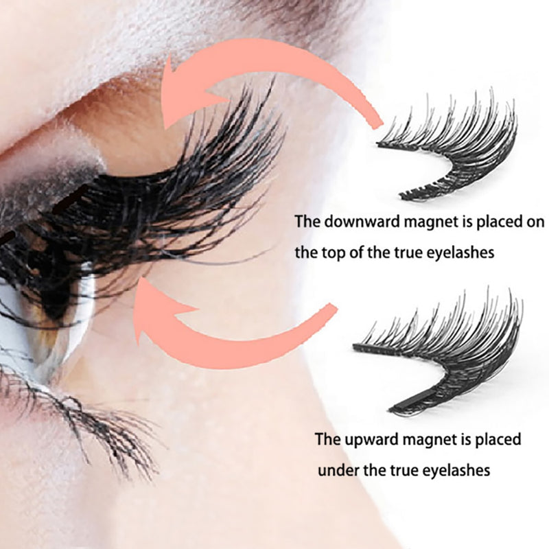 LEKOFO 8Pcs Magnetic Eyelashes With 2 magnetic lashes 3D False Natural For Mink Eye lashes Extension Long faux cils magnetique