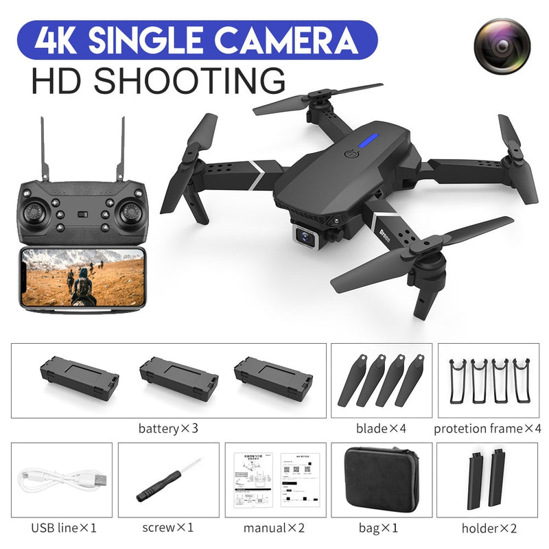 2022 New LSRC Quadcopter E88-525 Pro WIFI FPV Drone With Wide Angle HD 4K Camera Height Hold Avoidance RC Foldable Dron Gift Toy