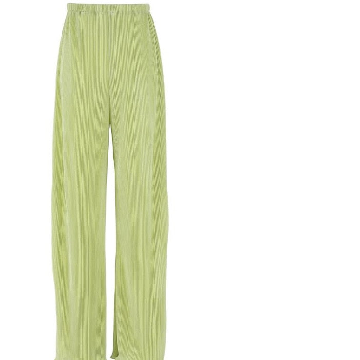 Ladies Shirt Suits Pleated Notched Single-Breasted Female Cardigan Two-Piece Loose Shirts and High-Waist Wide-Leg Pants Sets