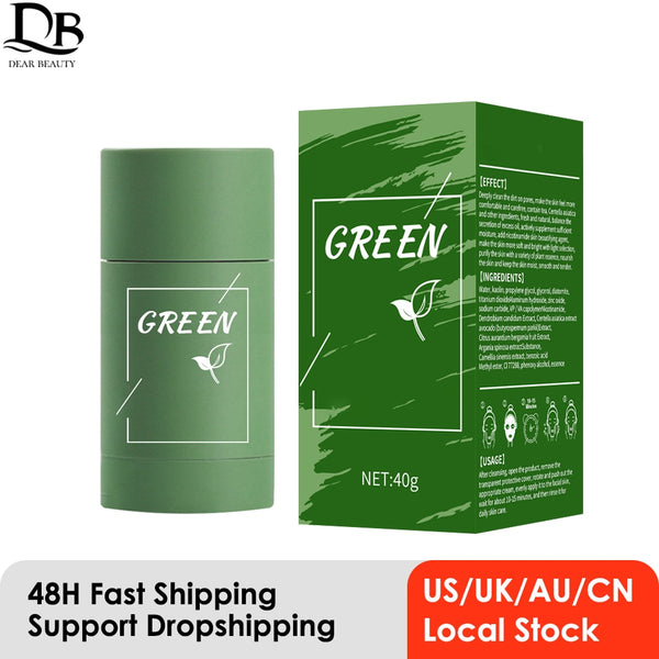 Green Tea Mask Stick Blackhead Remover Clay Face Mask Oil Control Acne Remover Pore Cleansing Purifying Detoxifying Skin Care