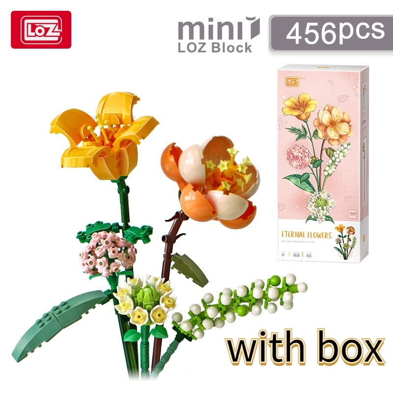 Fomantic Flower Bouquet Building Block Bricks Anime Figure Toys Friends Pricness Kit Set Gift for Girl Friend Simulation Rose
