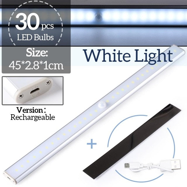 LED Closet Light 160 LEDs Lamp with Motion Sensor Light Kitchen Lighting USB Rechargeable Under Cabinet Lights for Bedroom