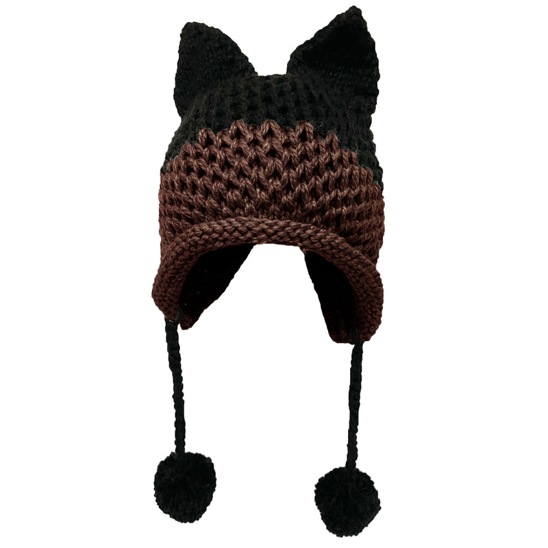 BomHCS Cute Fox Ears Beanie Winter Warm 100% Handmade Knit Hat