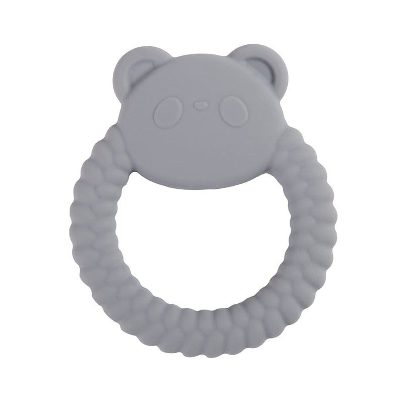 1pc Baby Teether Silicone Bracelet BPA Free  Cute Animal Silicone Pendant Wood Ring  Teething Rattle for Baby Accessories Toys