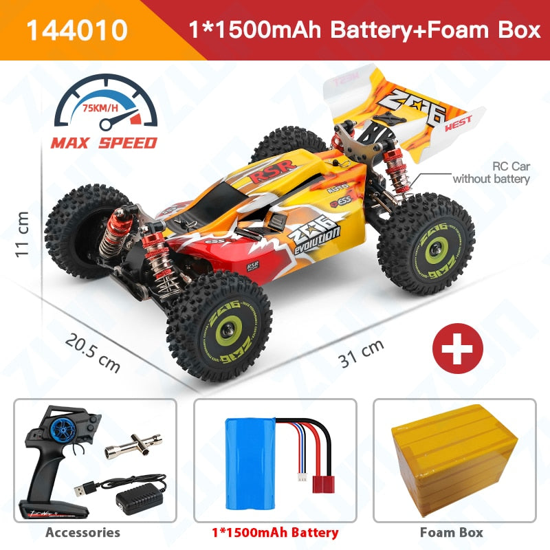 WLtoys 144010 144001 75KM/H 2.4G RC Car Brushless 4WD Electric High Speed Off-Road Remote Control Drift Toys for Children Racing