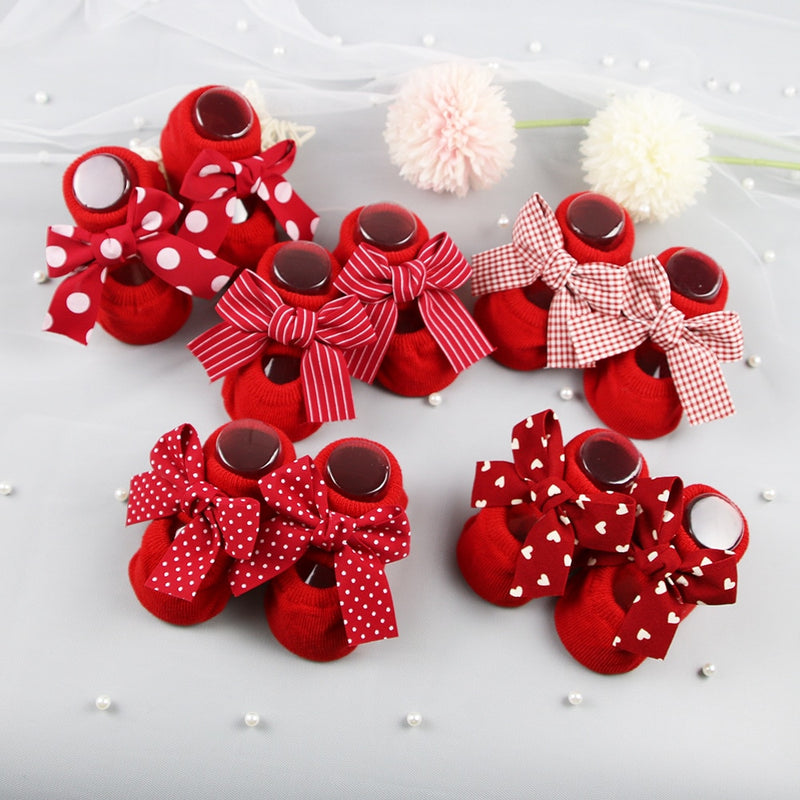 2022 Newborn Indoor Cotton Socks Bow Infant Anti Slip Socks Baby Girl Socks Rubber Soles Baby Boy Floor Socks Spring Autumn