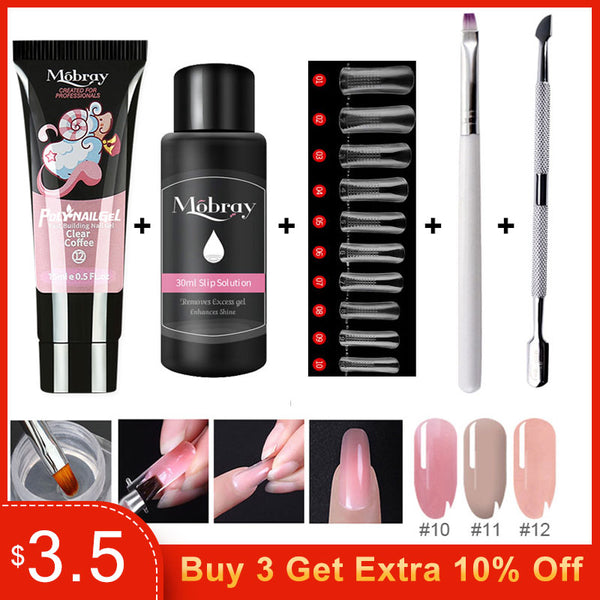 5PCS Poly Extention Gel Set Nail Art French Nail Art Clear Camouflage Color Nail Tip Form Crystal Nail Gel Slice Brush Nail Gel
