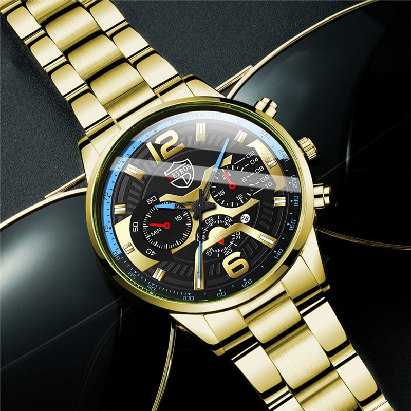 2022 Fashion Mens Stainless Steel Watches Luxury Men Sports Quartz Wrist Watch Male Business Casual Leather Watch reloj hombre