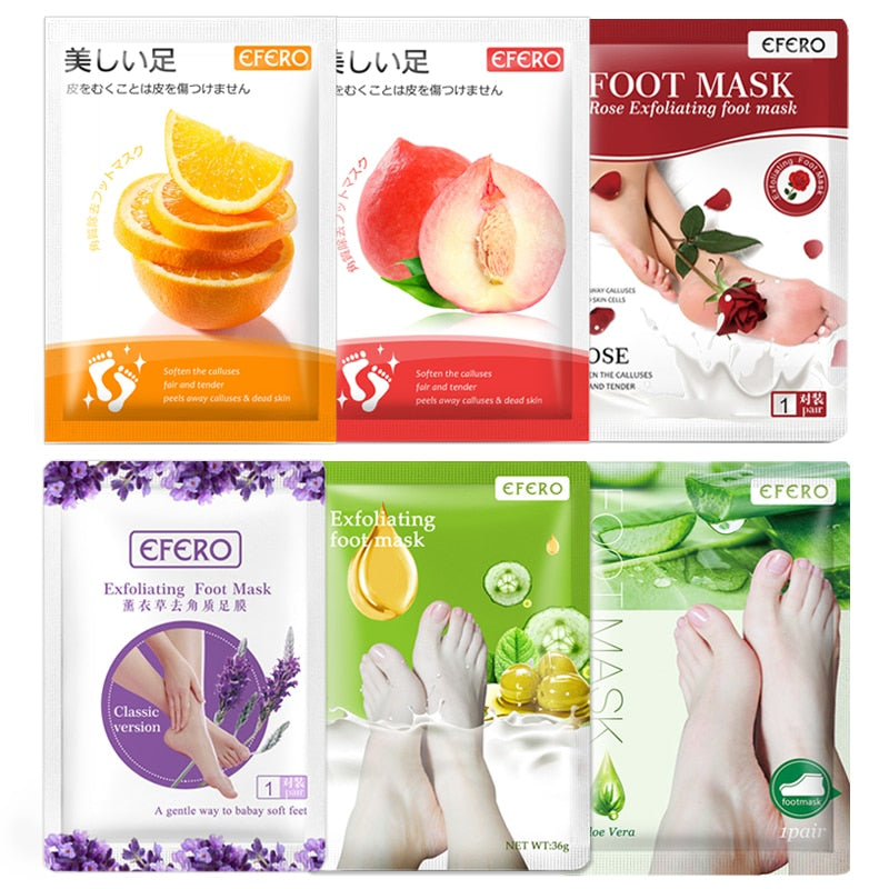 PUTIMI 6packs Exfoliating Foot Mask Feet Peeling Mask Spa Socks Smooth Dead Skin Remover Moisturizing Whitening Foot Mask