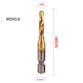 1/6Pcs Tap Drill Bit Set Hex Shank Titanium Plated HSS Screw Thread Bit Screw Machine Compound Tap M3 M4 M5 M6 M8 M10 Hand Tools
