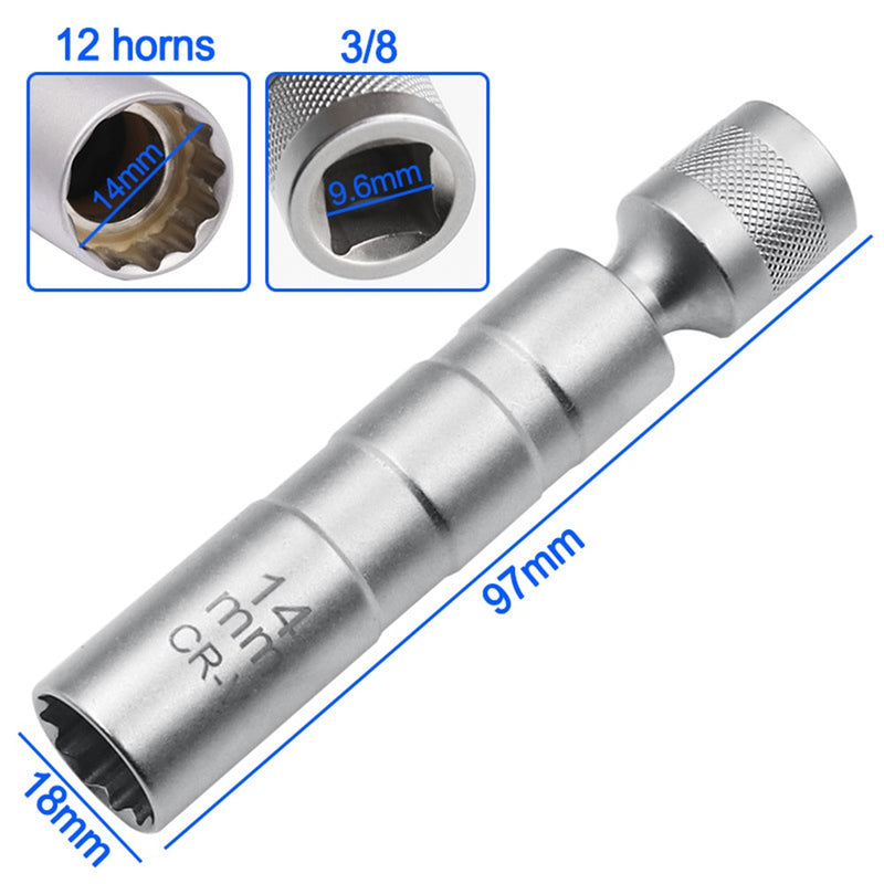 Socket Wrench Magnetic 12 Angle Repairing Removal Tool Thin Wall 3/8&quot; Drive Sockets for 14/16mm Spark Plug