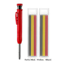 Solid Carpenter Pencil with Refill Leads and Built-in Sharpener for Deep Hole Mechanical Pencil Marker Marking Woodworking Tools