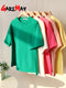 Green Suit Shorts with T-shirt for Women and Top Loose Oversize 100% Cotton Summer Two Piece Set Women Classic Tracksuit Casual