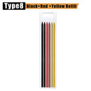 Solid Carpenter Pencil Set Woodworking Tools Mechanical Pencil 3 Colors Refill Construction Job Tools Carpentry Marking Scriber