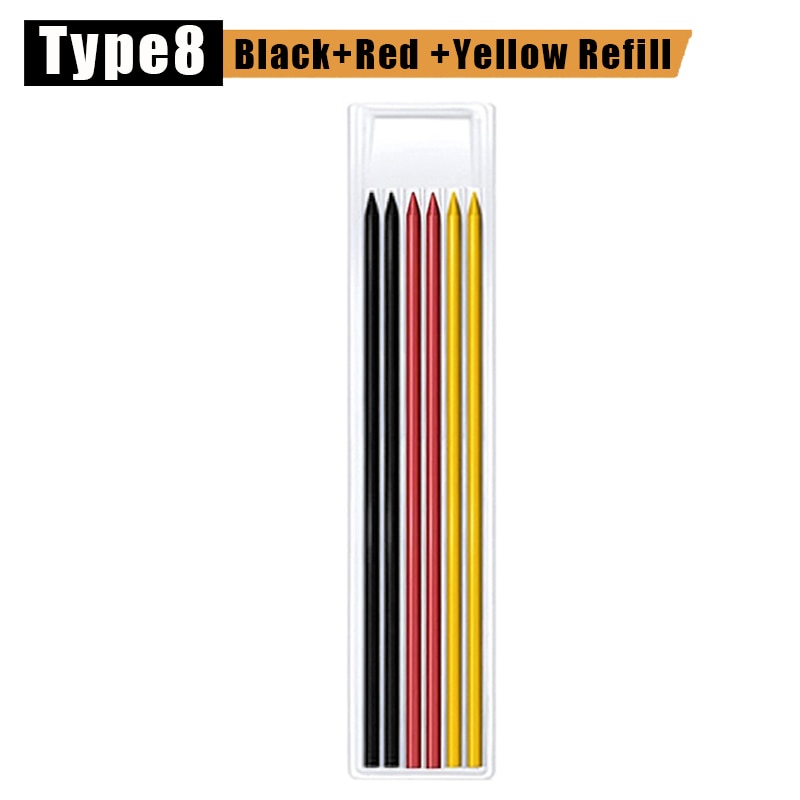 Solid Carpenter Pencil Set Woodworking Tools Mechanical Pencil 3 Colors Refill Construction Job Tools Carpentry Marking Scriber