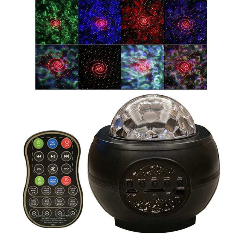 LED Starry Sky Projector Night Light Galaxy Star Projector Ocean Wave Night Lamp With Music Bluetooth Speaker For Childrens
