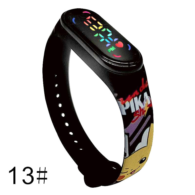 Pokemon Strap LED Electronic Watch Fashion Colorful Bracelet Touch Waterproof Anime Character Pikachu Educational Children&