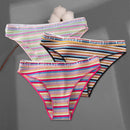 FINETOO 3Pcs/Set Colorful Stripes Panties Women&