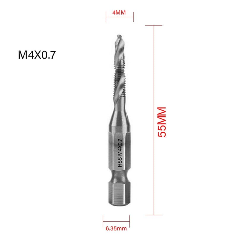 1/6Pcs Tap Drill Bit Set Hex Shank Titanium Plated HSS Screw Thread Bit Screw Machine Compound Tap M3 M4 M5 M6 M8 M10 Hand Tools