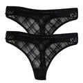 2PCS/Set Lace Sexy G-String Thongs Transparent Women&#39;s panties Low-Waist Female Underpants Mesh Perspective Briefs Lingerie M-XL