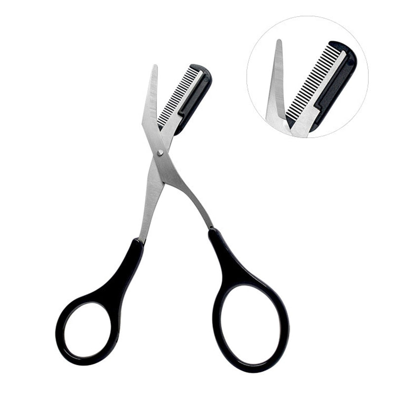 1 Pcs 3 Colors Eyebrow Trimmer Scissors with Comb Eyelash Hair Scissors Stainless Steel Eyebrow Razor Grooming Wenkbrauw Trimmer