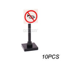 Marumine Traffic Road Sign Light Lamp Block Brick City Street View Accessories Signpost Barrier Speed Limit Indicator Warning