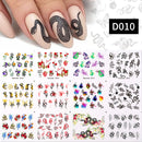 12 Designs Nail Stickers Set Mixed Floral Geometric Nail Art Water Transfer Decals Sliders Flower Leaves Manicures Decoration