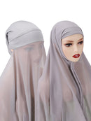 Instant Hijab With Cap Heavy Chiffon Jersey Hijab For Women Veil Muslim Fashion Islam Hijab Cap Scarf For Muslim Women Headscarf