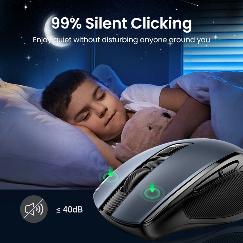 【New-in Sale】UGREEN Wireless Mouse Bluetooth 5.0 Ergonomic 4000 DPI 6 Mute Buttons For MacBook Tablet Laptop PC 2.4G Mice Mouse