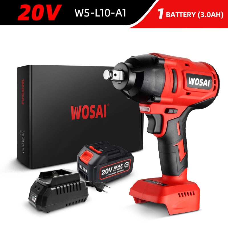 WOSAI 20V Electric Impact Wrench 600N.m Brushless Wrench Rechargeable 1/2 inch Li-ion Battery For Car Tires Cordless Power Tools