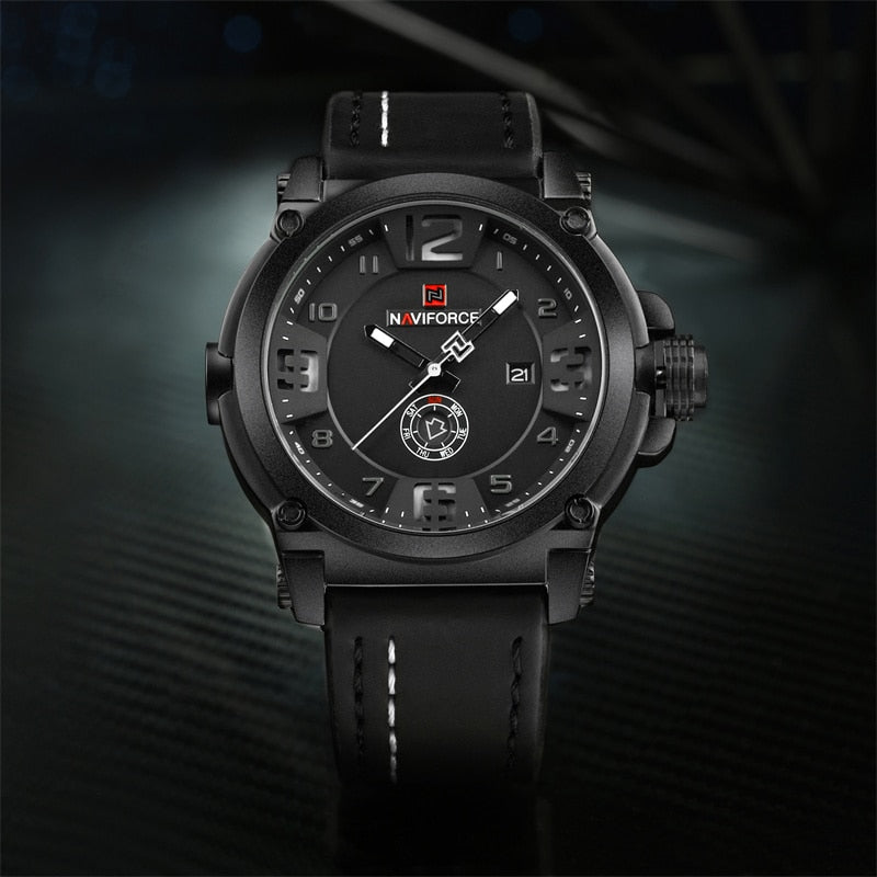 NAVIFORCE Top Luxury Brand Men Sports Military Quartz Watch Man Analog Date Clock Leather Strap Wristwatch Relogio Masculino