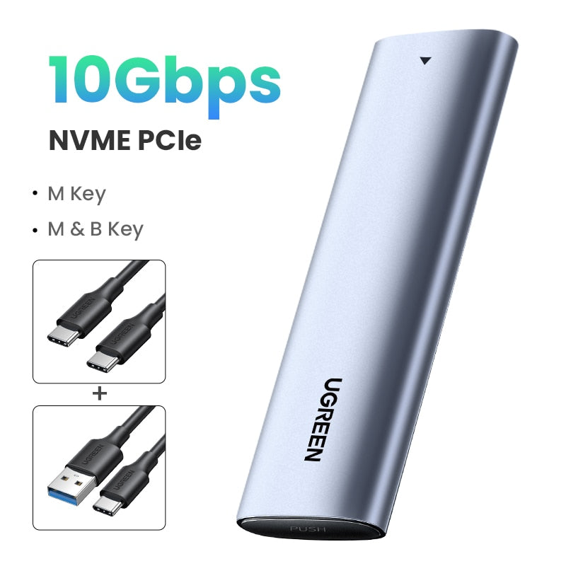 UGREEN M2 SSD Case NVME SATA Dual Protocol M.2 to USB Type C 3.1 SSD Adapter for NVME PCIE NGFF SATA SSD Disk Box M.2 SSD Case