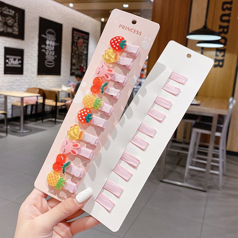Children Hairpin Fruit Hair Clips Baby Side Bangs Clip for Kawaii Girls Headdress Hair Accessories Baby Bows 10 PCS 2021 New