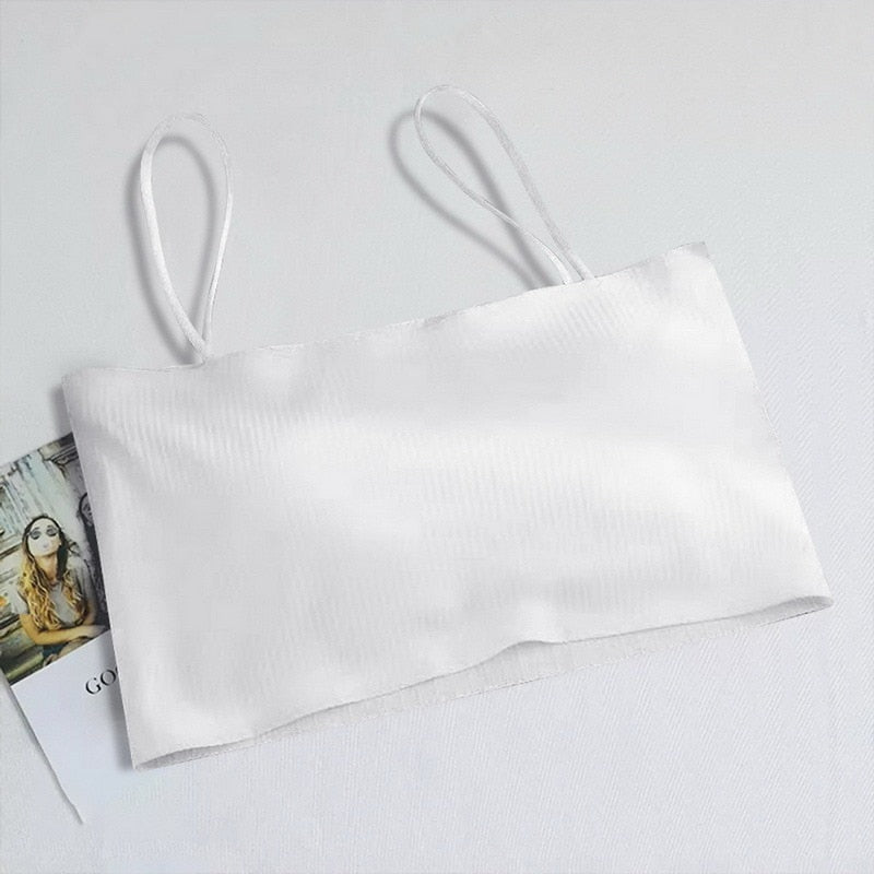 Top women Summer Women Sling Tube Top Sexy Bra Women underwear Push Up Bra Seamless Ice Silk Breast Wrap Lingerie Crop top