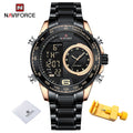 NAVIFORCE Luxury Brand New Watch for Men Stainless Steel Dual Display Quartz Wrist Watches Waterproof Military Sports Male Clock
